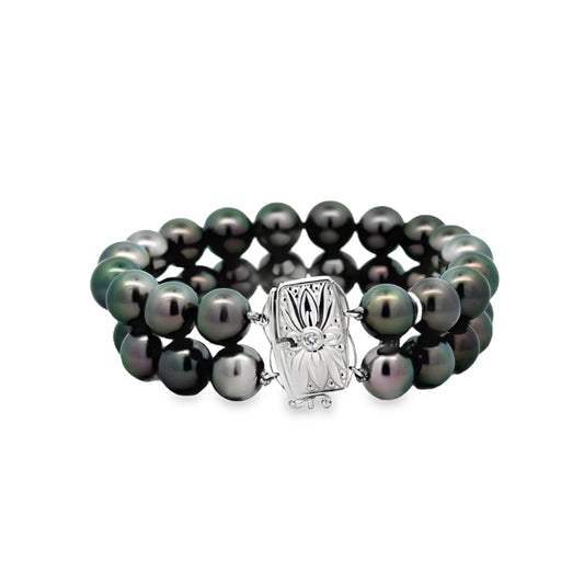 Kirkland Jewelry Estate | 18K White Gold Mikimoto Black South Sea Pearl Bracelet