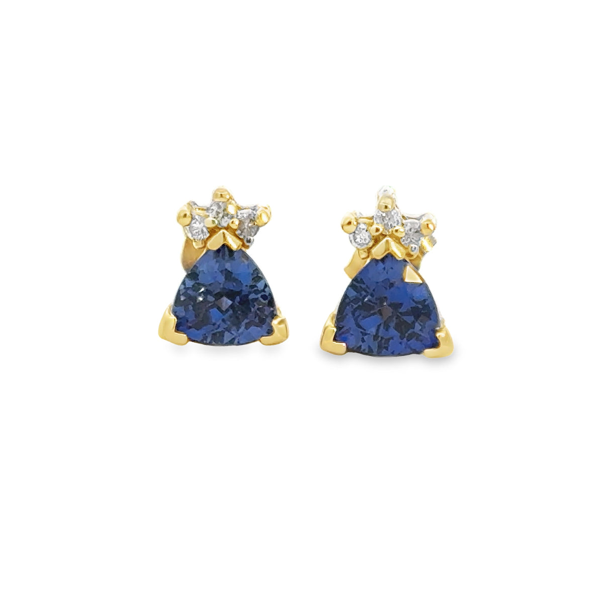 Kirkland Jewelry Estate | 14K Yellow Gold Tanzanite and Diamond Earrings