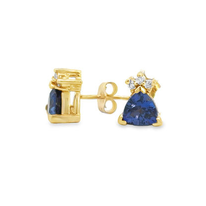 Kirkland Jewelry Estate | 14K Yellow Gold Tanzanite and Diamond Earrings