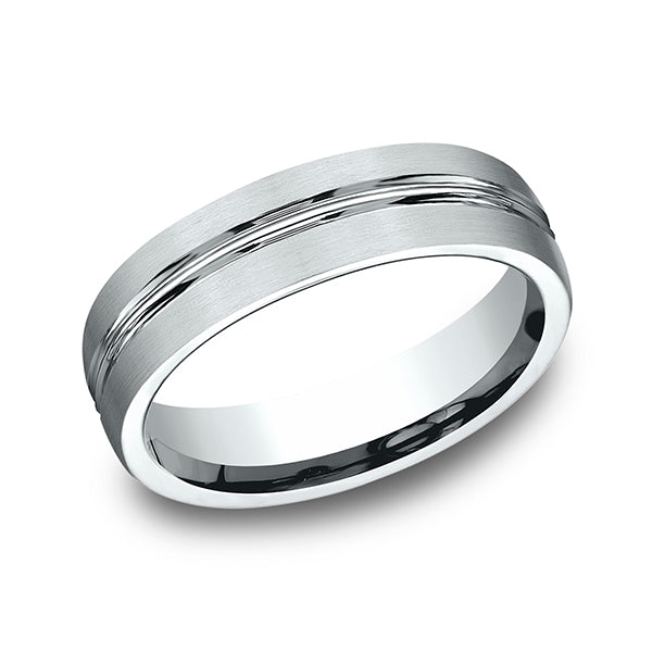 Comfort-Fit Satin Titanium Wedding Band