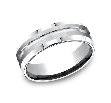 Benchmark | Cobalt Grooved Beveled Edge Wedding Band