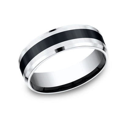 Cobalt Chrome with Ceramic Inlay Design Wedding Band