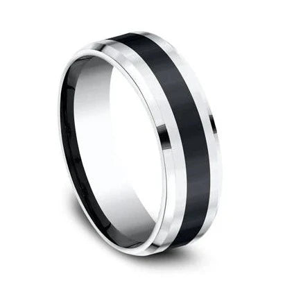 Black and Cobalt Chrome Wedding Band