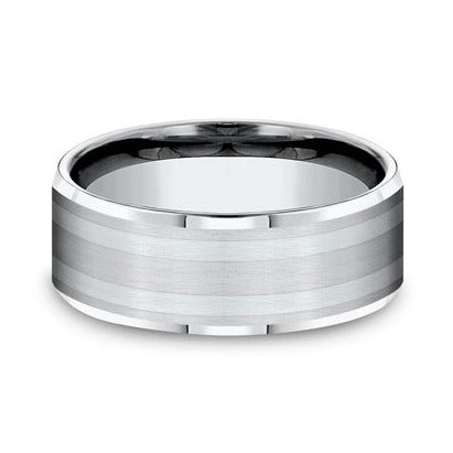 Benchmark | Cobalt Chrome Striped Beveled Edge Wedding Band