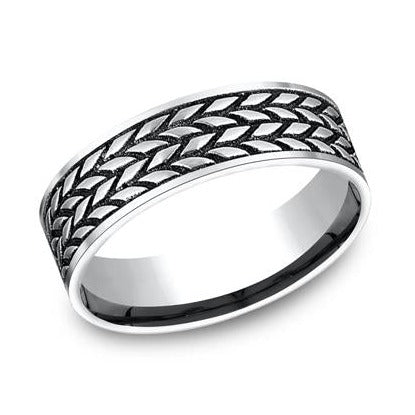 Tire Pattern Center Wedding Band