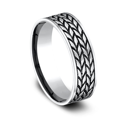 Tire Pattern Center Wedding Band