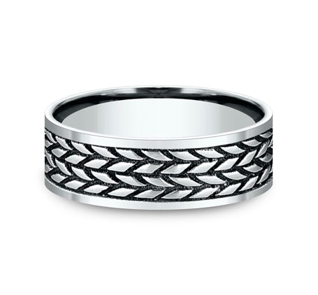 Tire Pattern Center Wedding Band