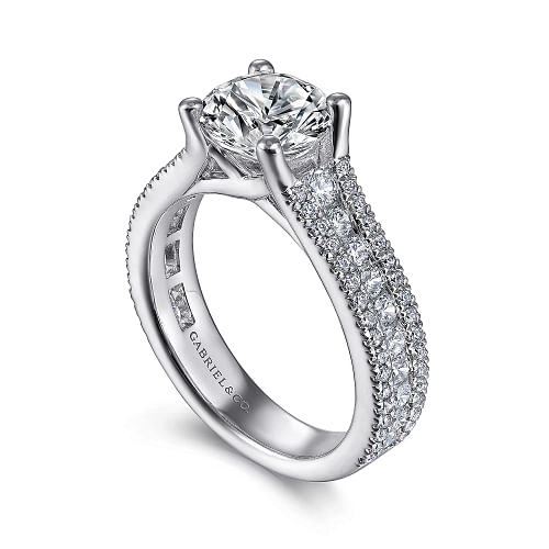 Gabriel & Co | Carver - 14K White Gold Round Diamond Channel Set Engagement Ring