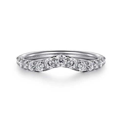 Chambery - Curved 14K White Gold French Pave Diamond Wedding Band - 0.5ct