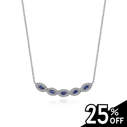 14K White Gold Diamond Sapphire Necklace