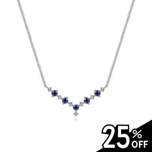 14K White Gold Diamond Chevron Necklace