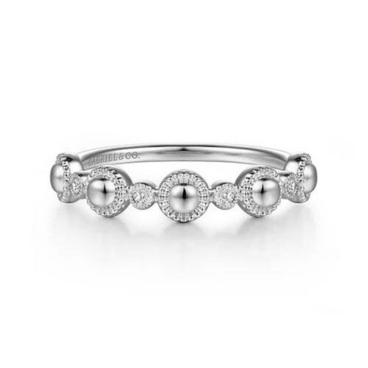 14K White Gold Diamond Bujukan Station Stackable Ring