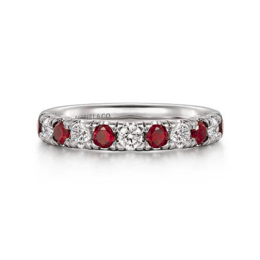 Gabriel & Co | 14K White Gold Stackable Ruby and Diamond Ring