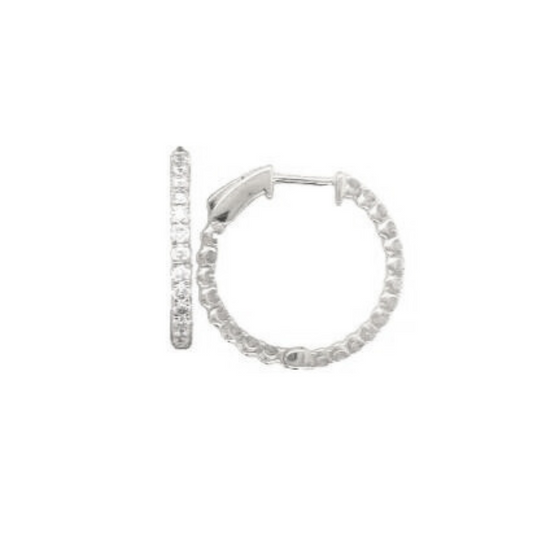 14K White Gold Inside Out Diamond Hoops - 0.77ct