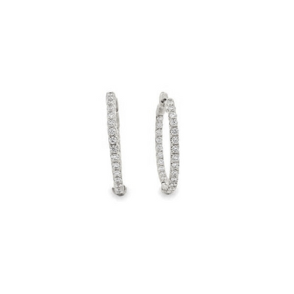 14K White Gold Inside Out Diamond Hoops - 0.77ct