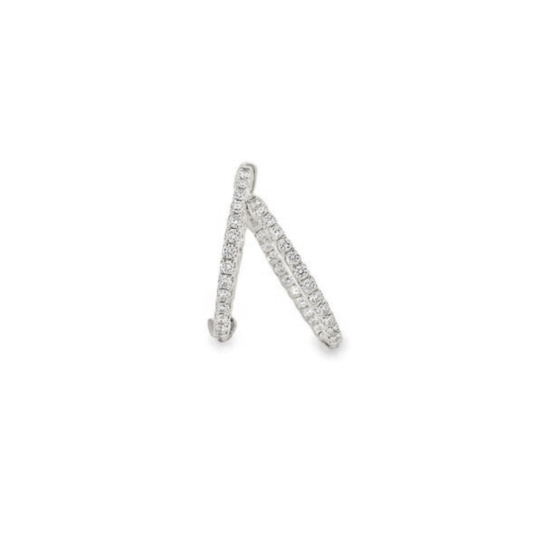 14K White Gold Inside Out Diamond Hoops - 0.77ct