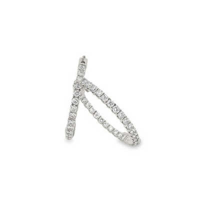 14K White Gold Inside Out Diamond Hoop Earrings - 1.94ct