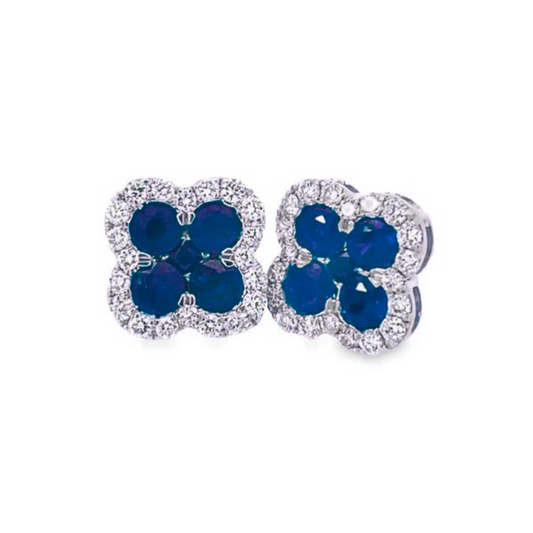 14K White Gold and Sapphire Diamond Earrings