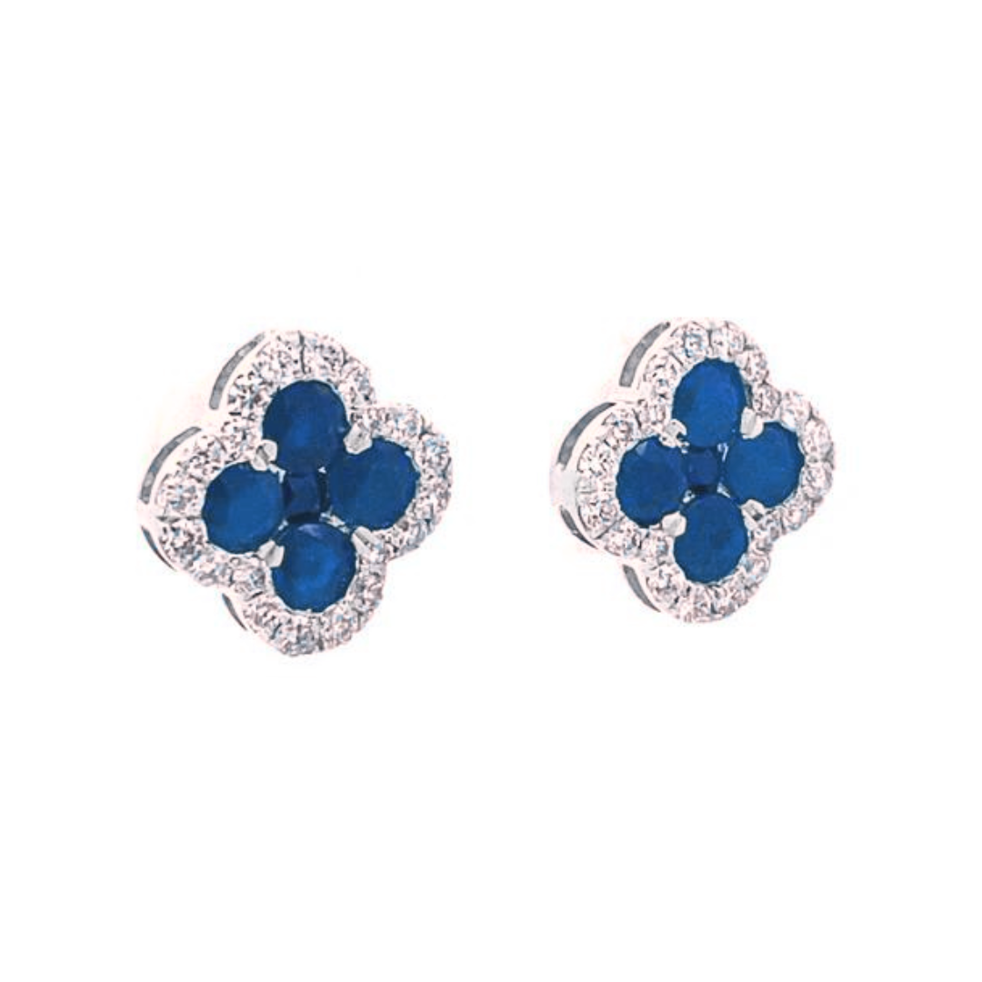 14K White Gold and Sapphire Diamond Earrings