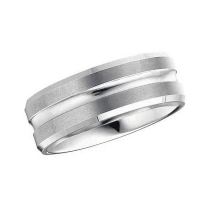 Tungsten Grooved Beveled Band