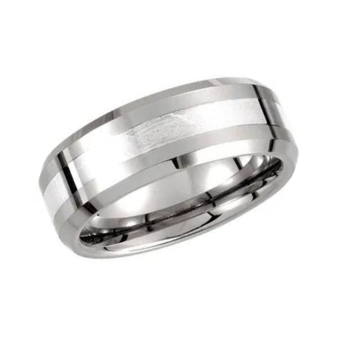 Tungsten Beveled-Edge Band with Inlay