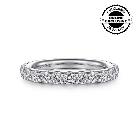 Gabriel & Co | Montreal - 14K White Gold Shared Prong Diamond Wedding Band - 1 ct