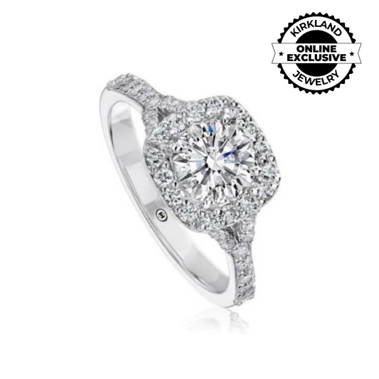 Christopher Designs | 18K White Gold Cushion Halo Engagement Ring
