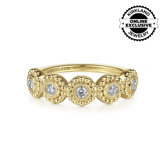 Gabriel & Co | 14K Yellow Gold Diamond Round Shape Bujukan Stackable Ring