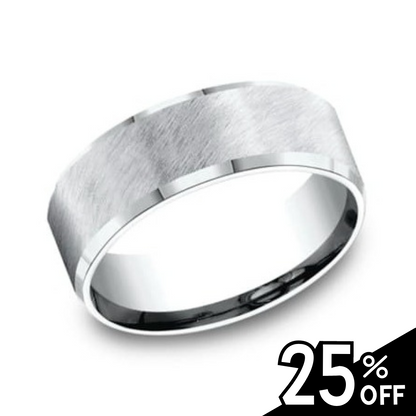 Comfort-Fit Cobalt Beveled Edge Wedding Band