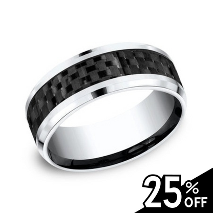 Comfort-Fit Black Carbon Fiber Wedding Band