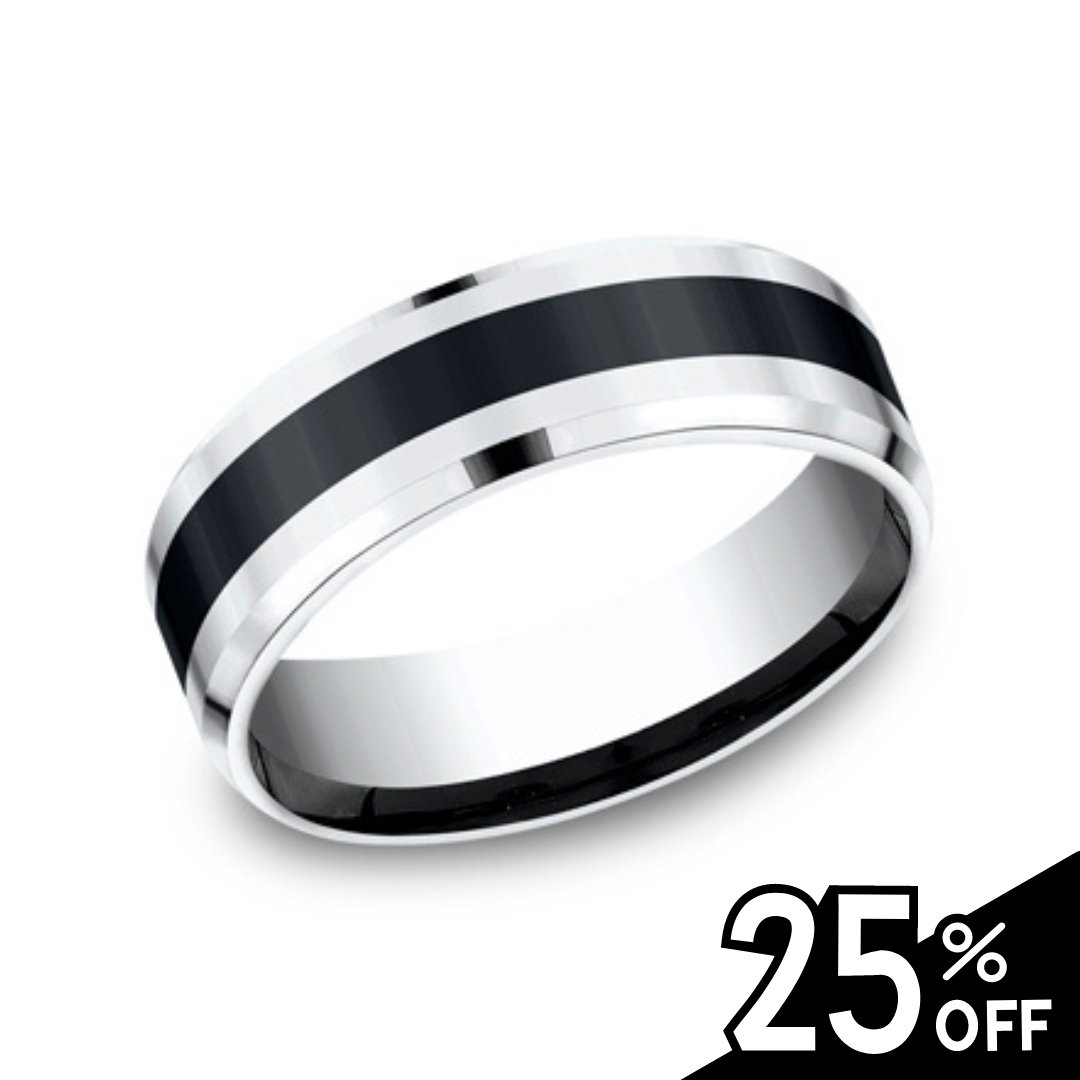 Cobalt Chrome with Ceramic Inlay Design Wedding Band