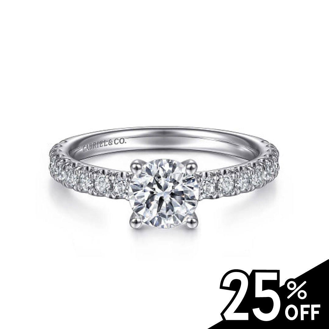 Amira - 14K White Gold Round Diamond Engagement Ring