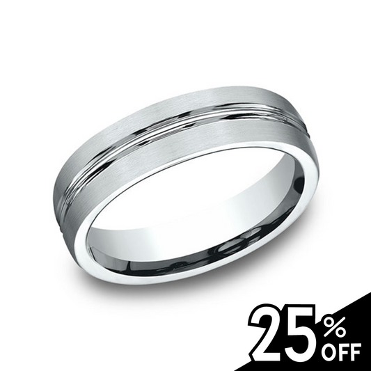 Comfort-Fit Satin Titanium Wedding Band