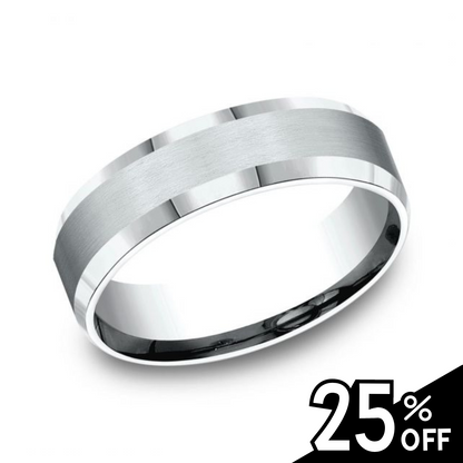 Comfort-Fit Satin Finish Center Wedding Band