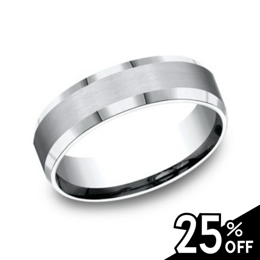 Comfort-Fit White Cobalt Wedding Band