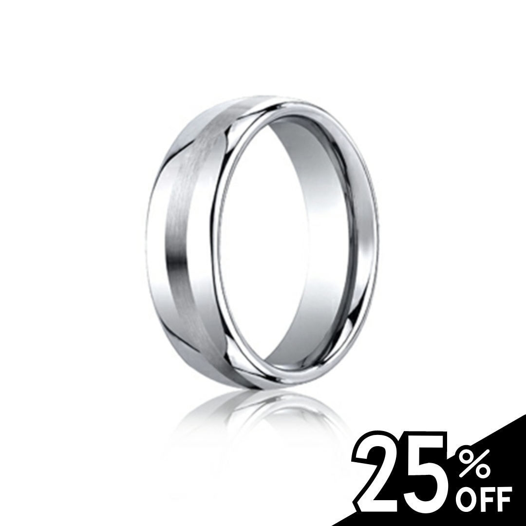 Comfort-Fit Cobalt Satin Center Finish Wedding Band