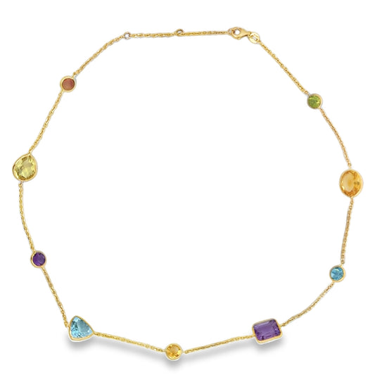 Kirkland Jewelry Estate | 14K Yellow Gold 18" Gemstone Necklace