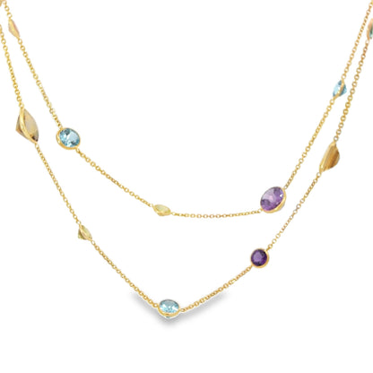 Kirkland Jewelry Estate | 14K Yellow Gold 36" Gemstone Necklace