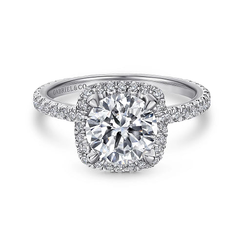 Daffodil - 14K White Gold Round Halo Diamond Engagement Ring