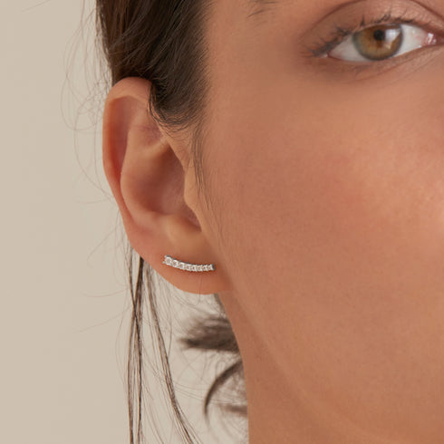 Ania Haie | Silver Glam Crawler Stud Earrings