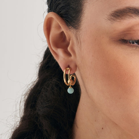 Ania Haie | Gold Orb Amazonite Stud Mini Hoop Earrings