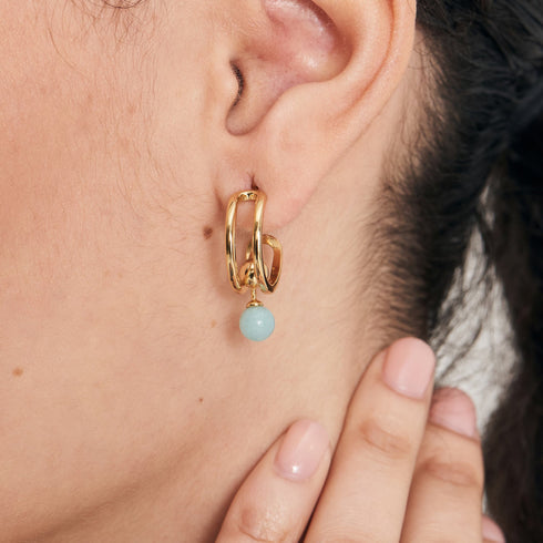 Ania Haie | Gold Orb Amazonite Stud Mini Hoop Earrings