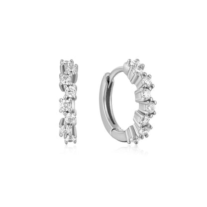 Silver Gold Sparkle Cluster Huggie Hoop Earrings