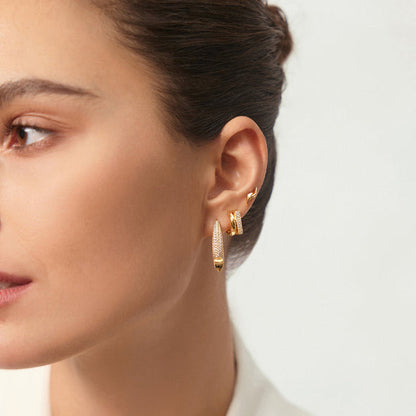 Gold Pavé Double Huggie Hoop Earrings