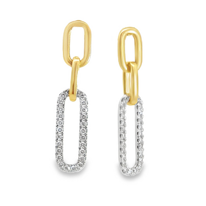 14K Two Tone Gold Diamond Paper Chain Earrings