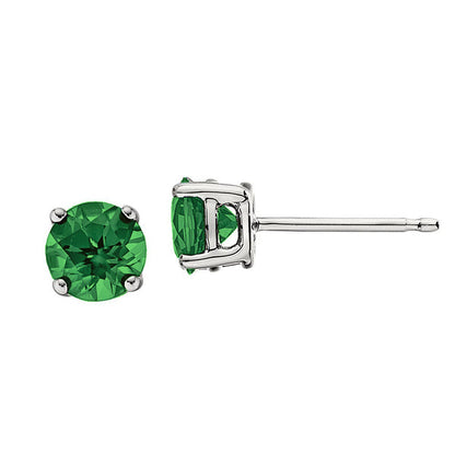 Classic Birthstone Stud Earrings with Emerald