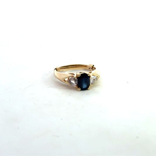 Kirkland Jewelry Estate - 14K Yellow Gold Sapphire and Diamond Three Stone Ring