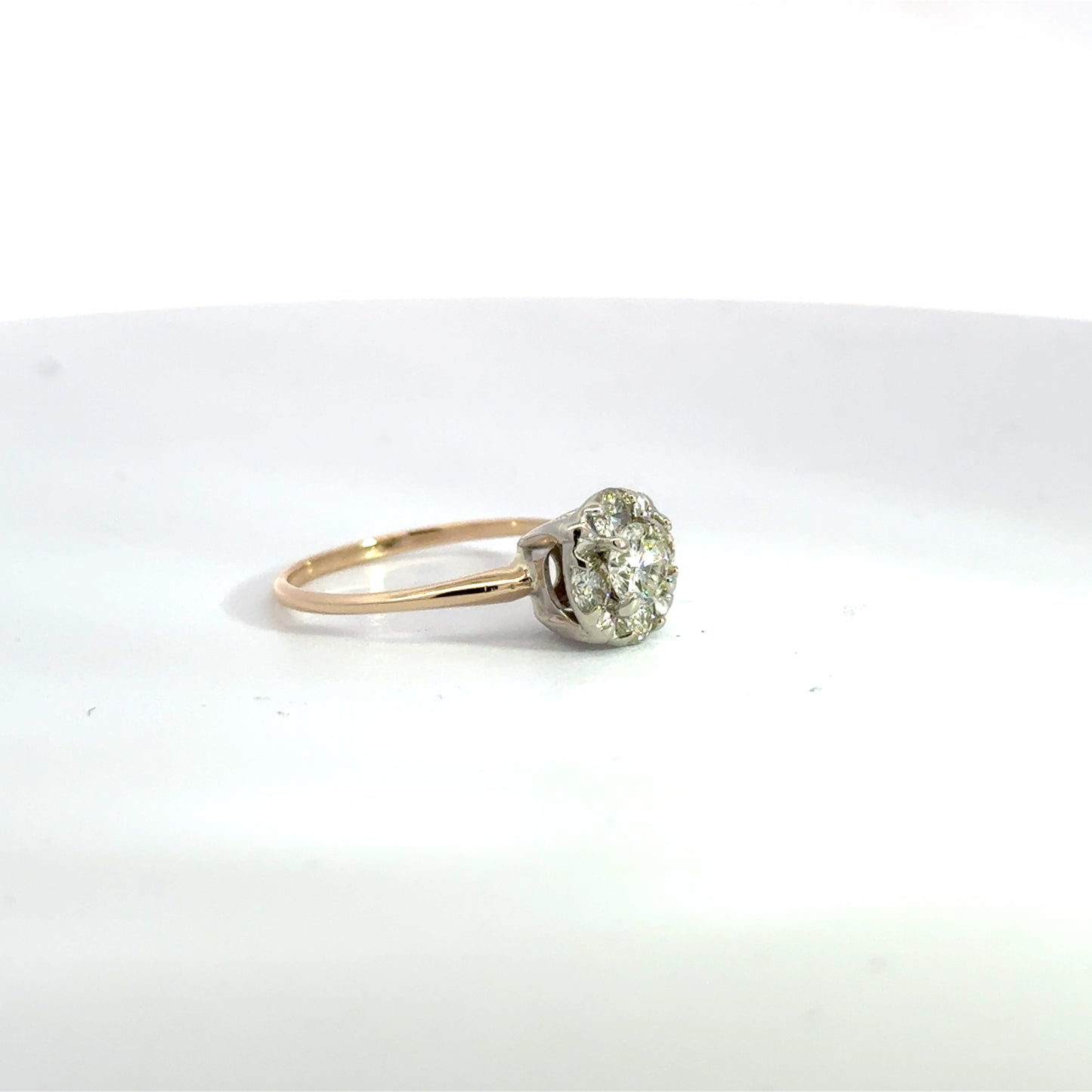 Kirkland Jewelry Estate - 14K White and Yellow Gold Diamond Cluster Ring - 1 CT