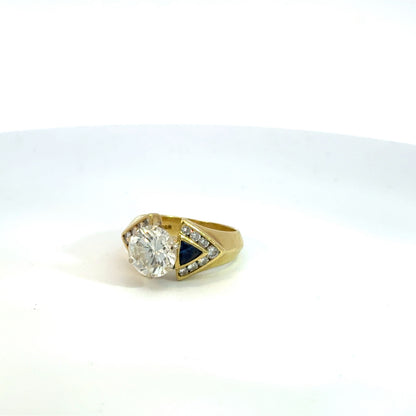 Kirkland Jewelry Estate - 18K Diamond and Sapphire Engagement Ring - 2.20 Carat