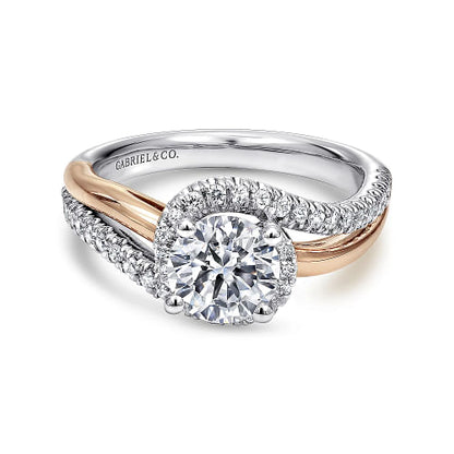 Gabriel & Co | Everly - 14K White-Rose Gold Round Halo Diamond Engagement Ring